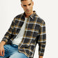 Men's Flannel Checkered Multi Color Spread Collar Shirt - Elevated View