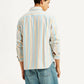 Men's Striped Multi Color Spread Collar Flannel Shirt - Back View
