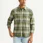 Men's Checkered Olive Relaxed Fit Shirt - Styleshot View
