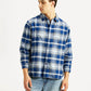 Men's Checkered Blue Relaxed Fit Shirt - Styleshot View