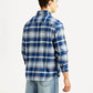 Men's Checkered Blue Relaxed Fit Shirt - Back View