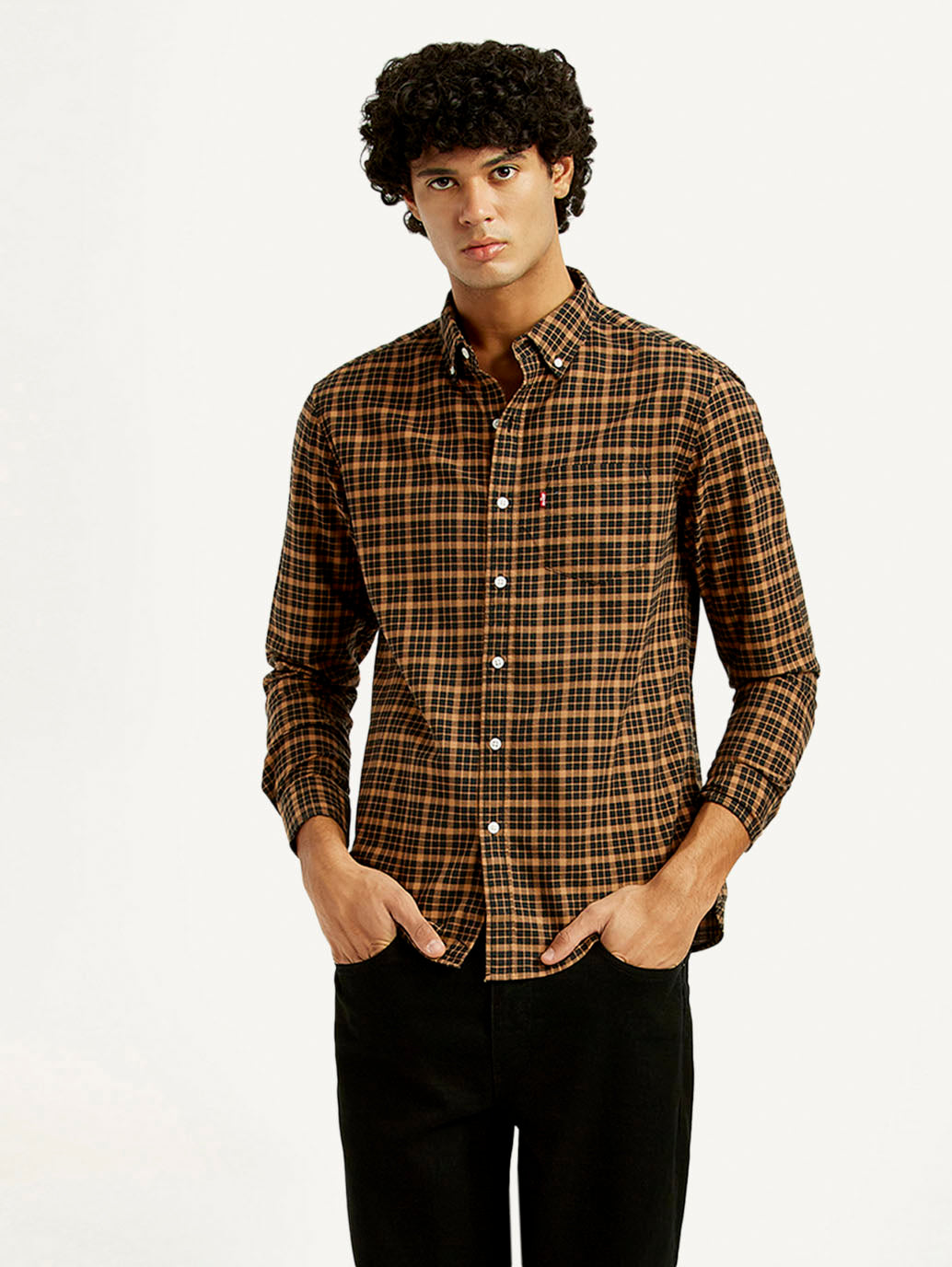 Men's Checkered Slim Fit Oxford Shirt