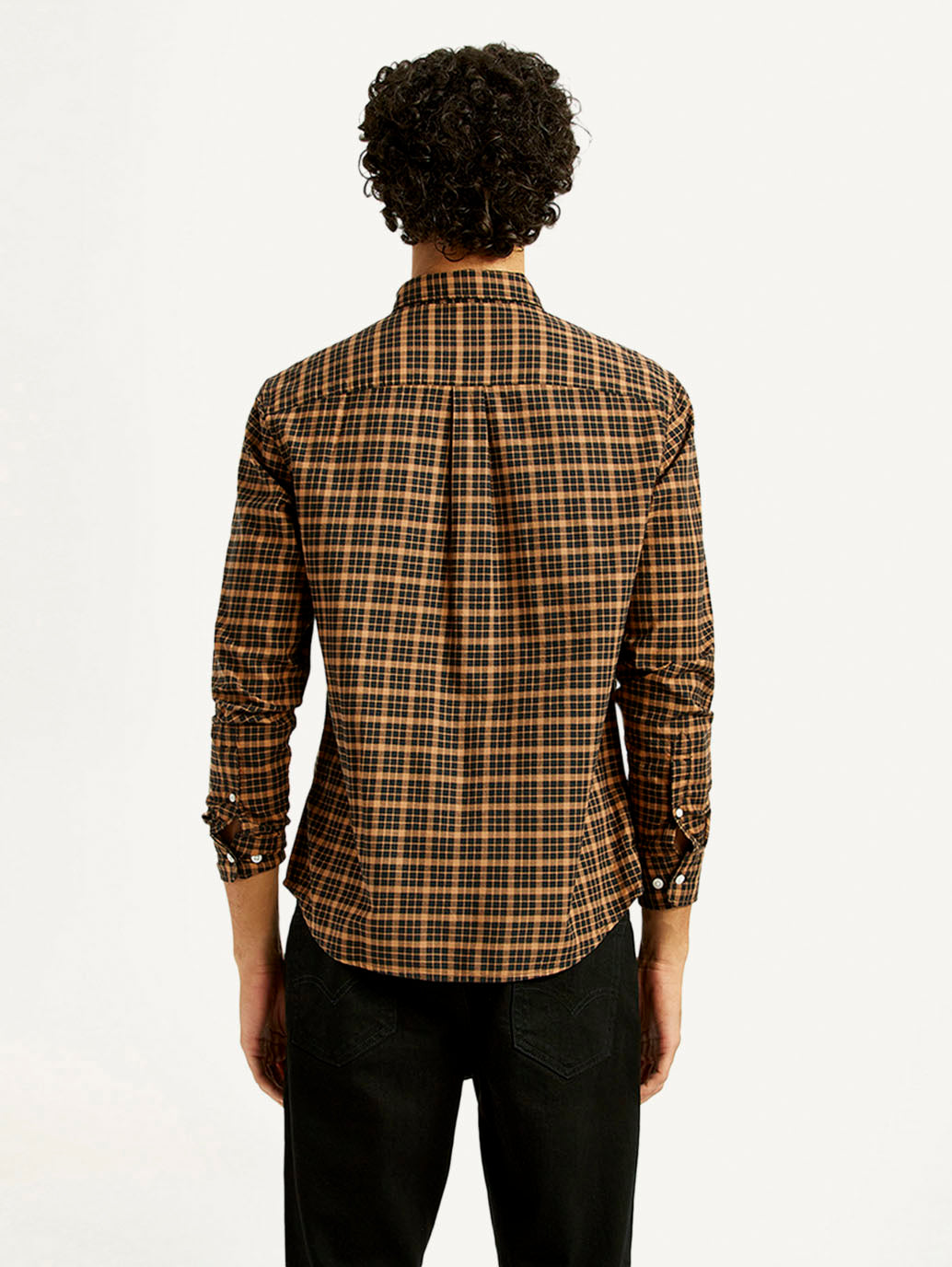 Men's Checkered Slim Fit Shirt - Back View