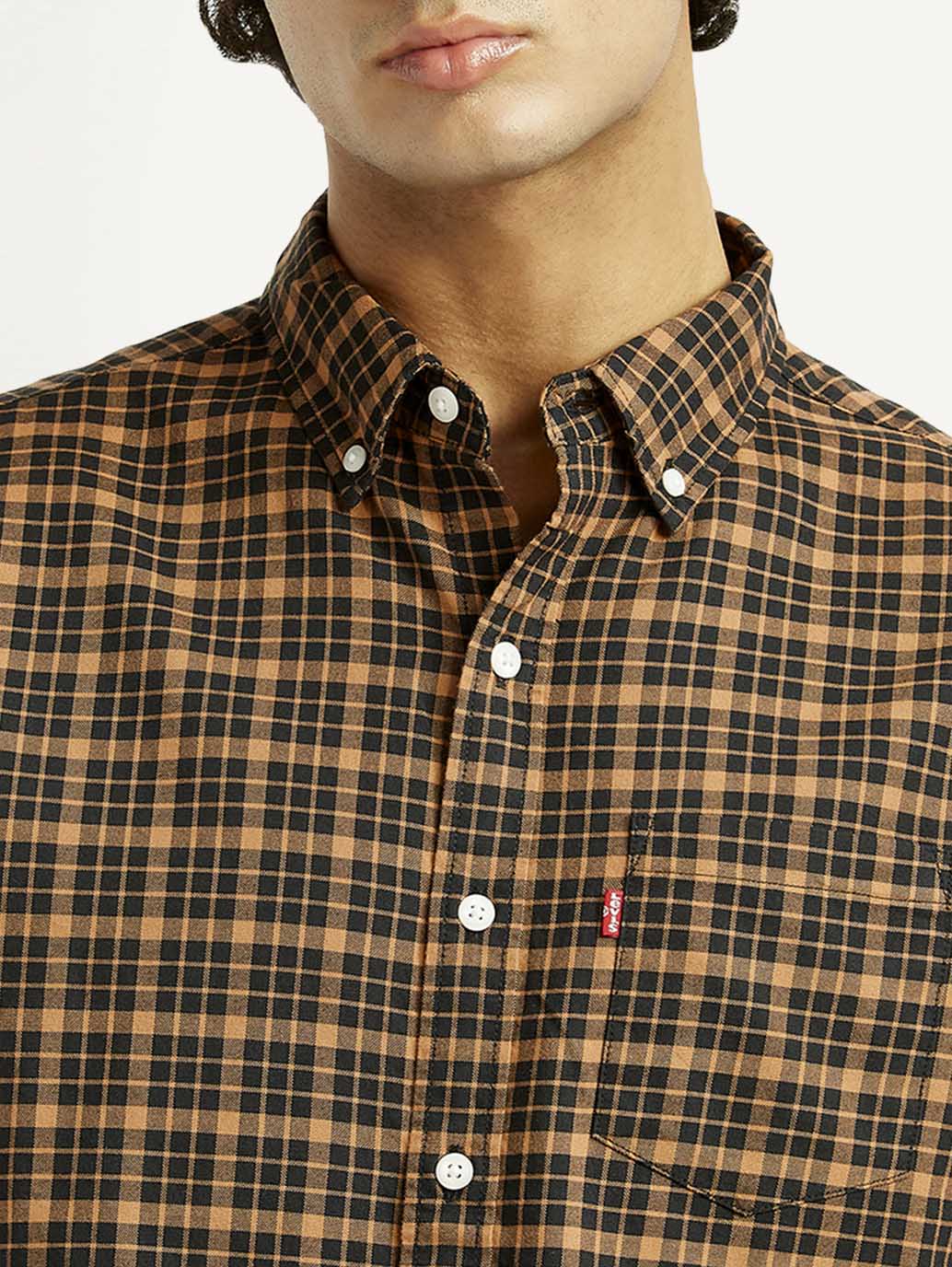 Men's Checkered Slim Fit Shirt - Detail View