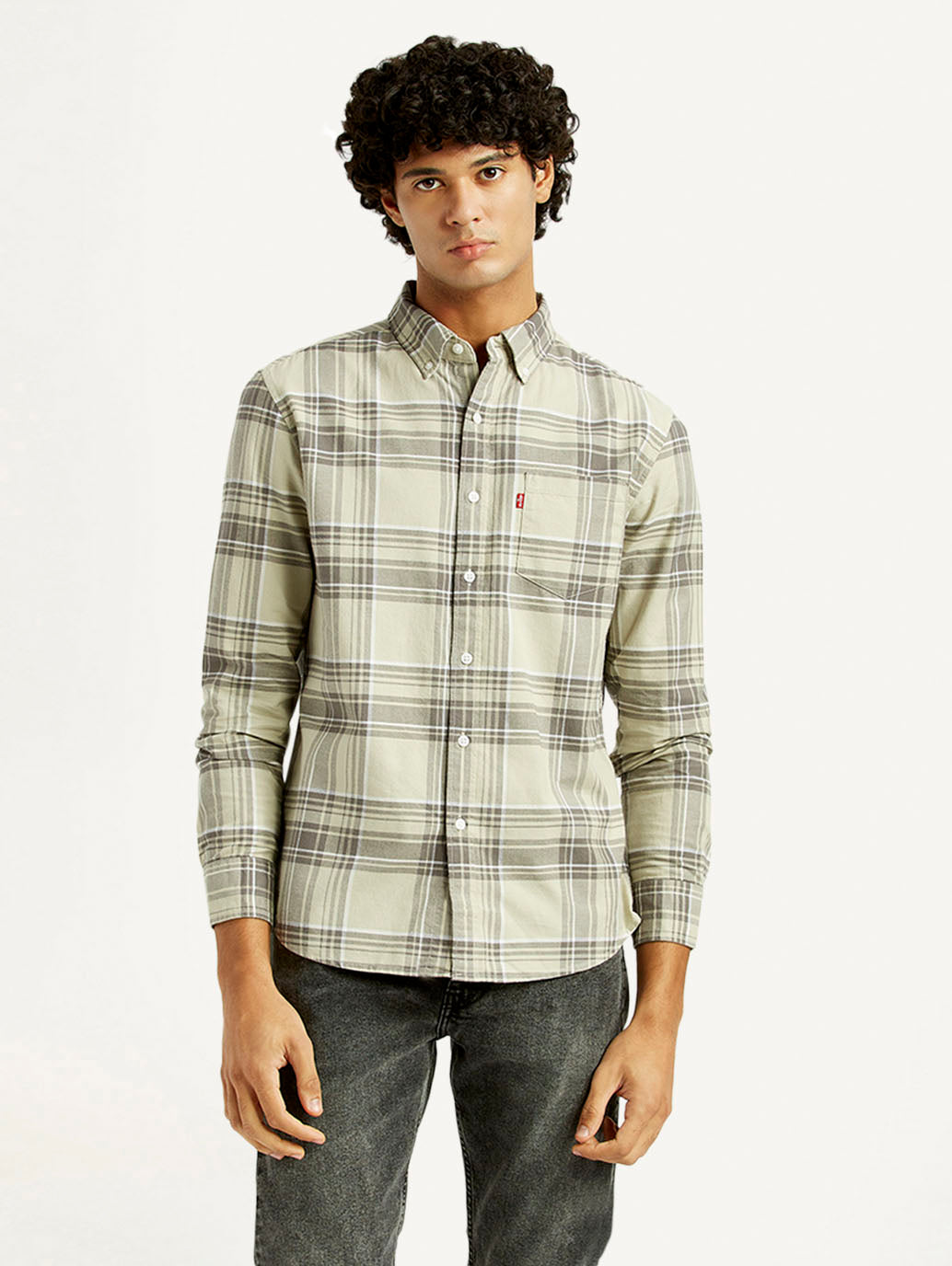 Men's Plaid Slim Fit Shirt - Front View