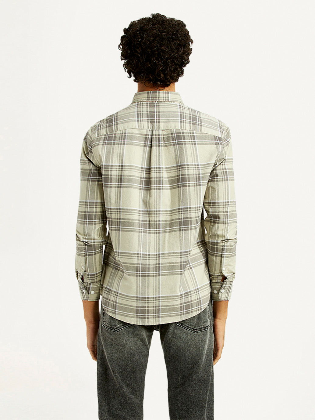 Men's Plaid Slim Fit Shirt - Back View