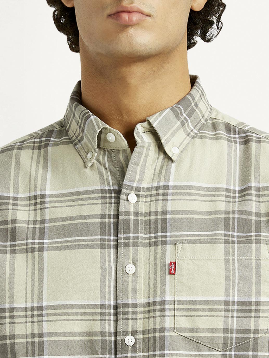 Men's Plaid Slim Fit Shirt - Detail View