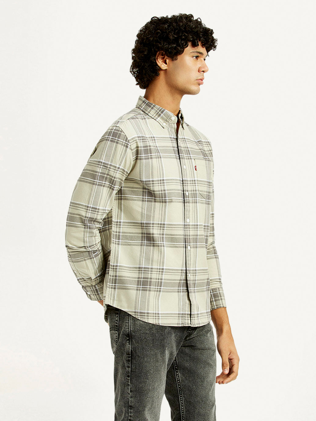 Men's Plaid Slim Fit Shirt - Side View