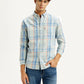 Men's Checkered Light Blue Slim Fit Shirt - Styleshot View