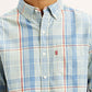 Men's Checkered Light Blue Slim Fit Shirt - Detail View