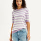 Women's Striped Lavender Crew Neck Sweater