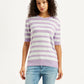 Women's Striped Lavender Crew Neck Sweater