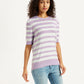 Women's Striped Lavender Crew Neck Sweater