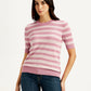 Women's Striped Pink Crew Neck Top