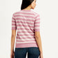 Women's Striped Pink Crew Neck Top