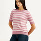 Women's Striped Pink Crew Neck Top