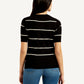 Women's Striped Black Crew Neck Top