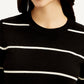 Women's Striped Black Crew Neck Top