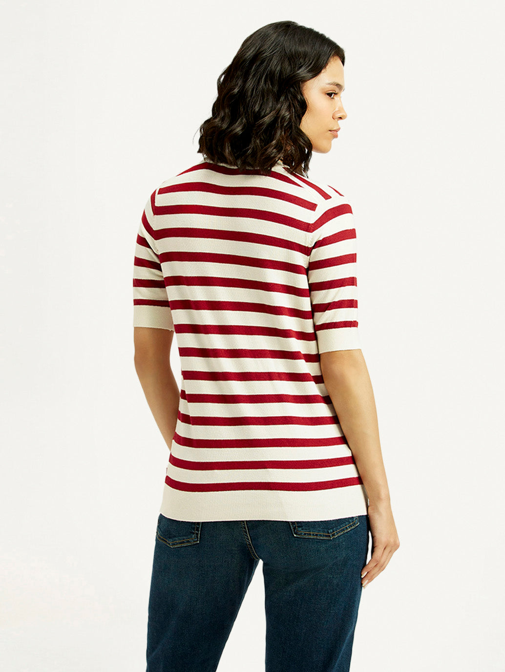 Women's Striped Crew Neck T-shirt - Back View