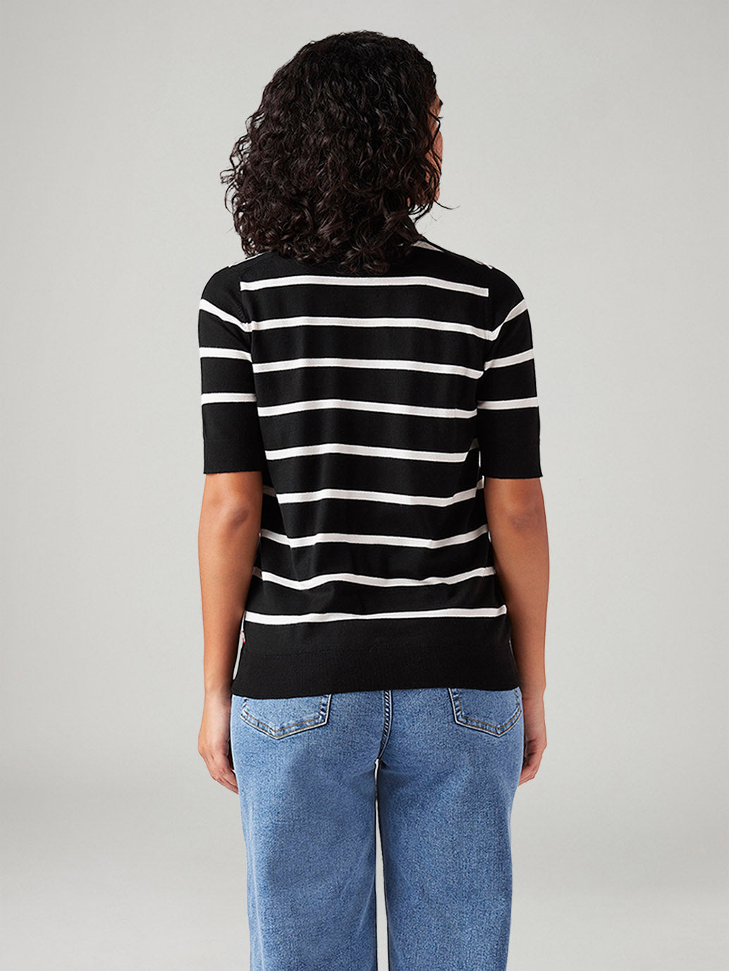 Women's Striped Regular Fit T-Shirt - Back View