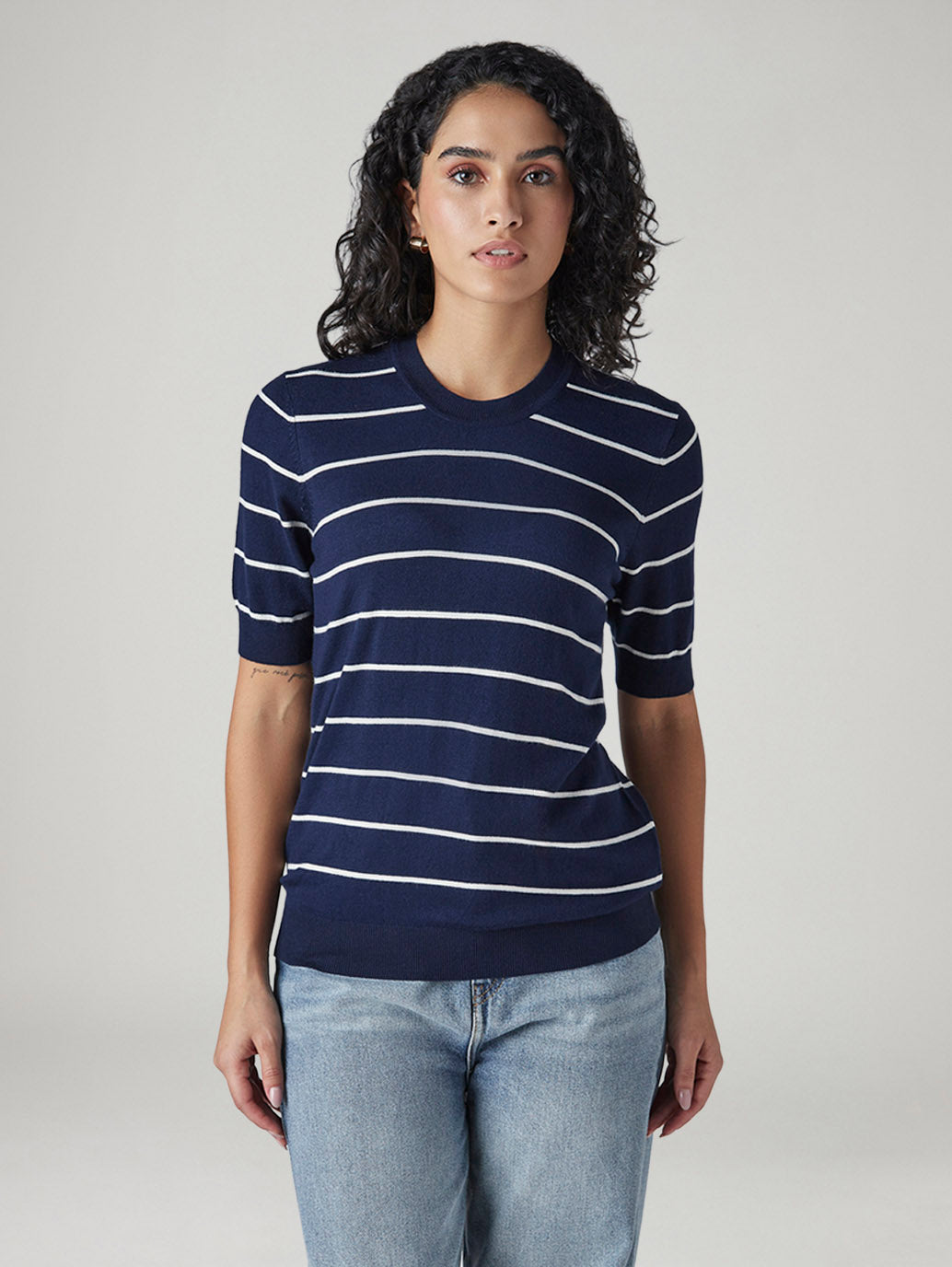 Women's Striped Regular Fit Top - Front View