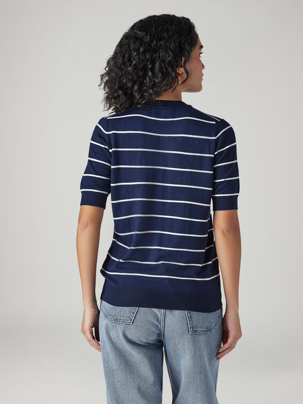 Women's Striped Regular Fit Top - Back View