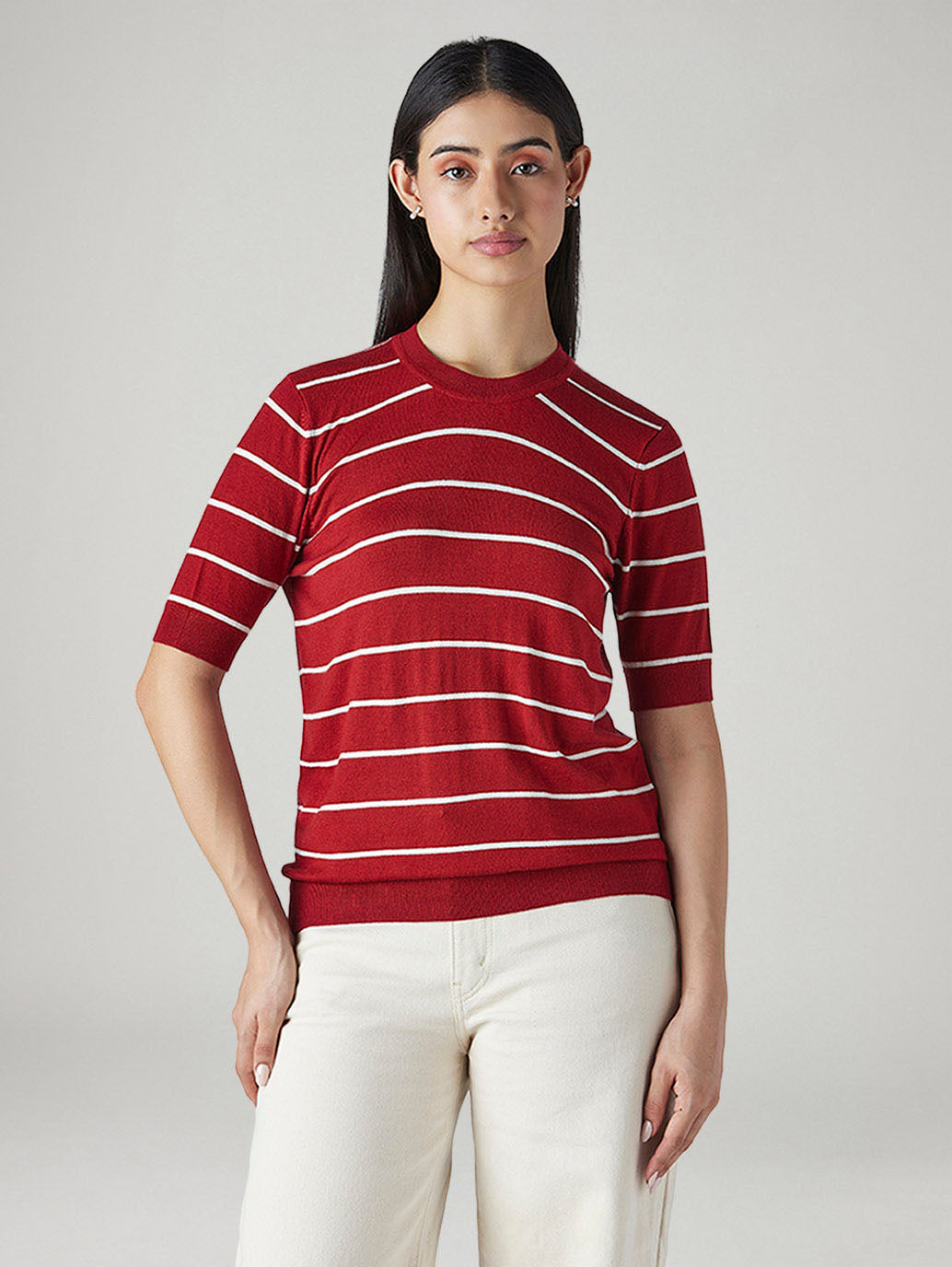 Women's Striped Regular Fit Top - Front View