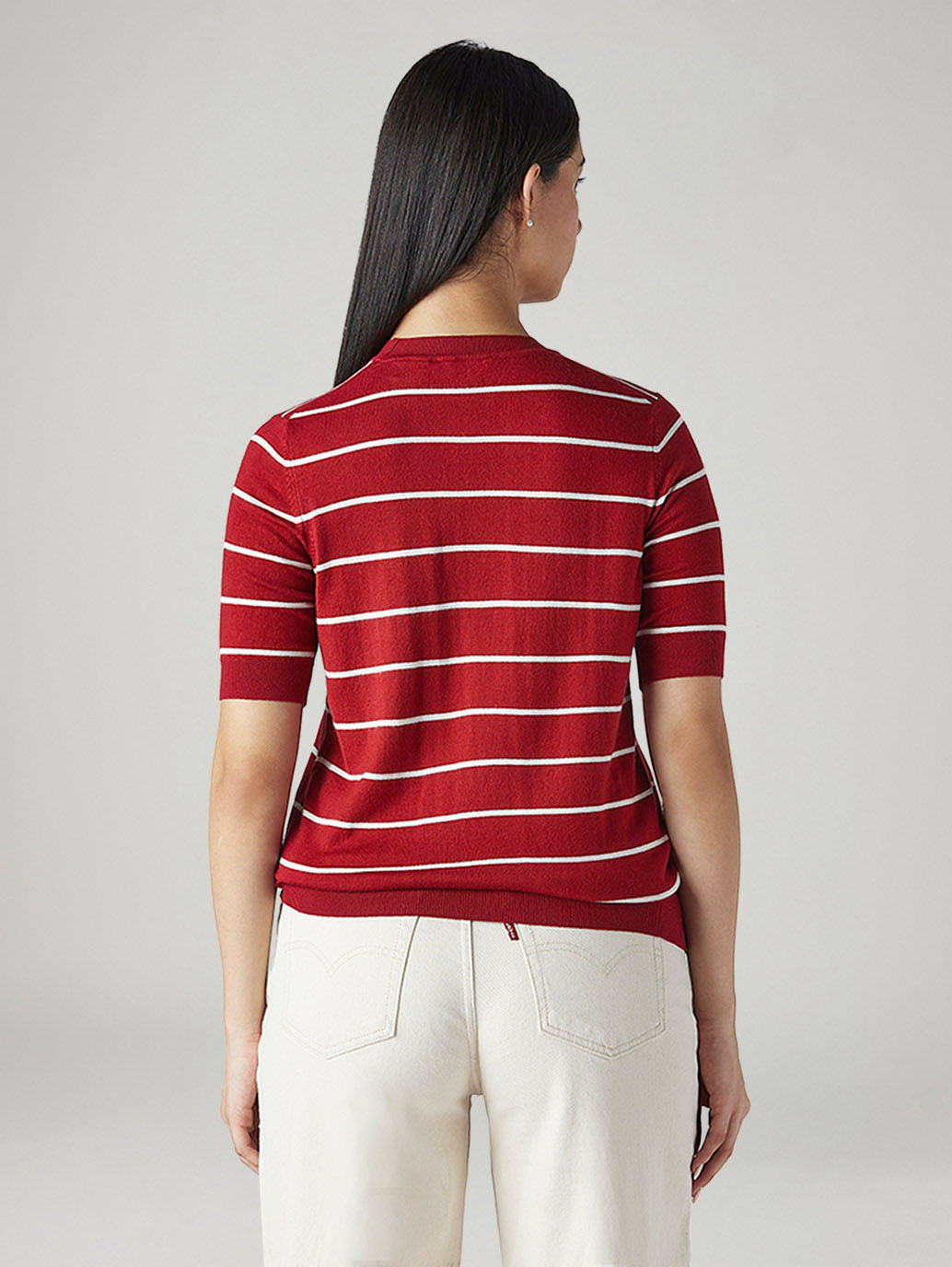 Women's Striped Regular Fit Top - Back View