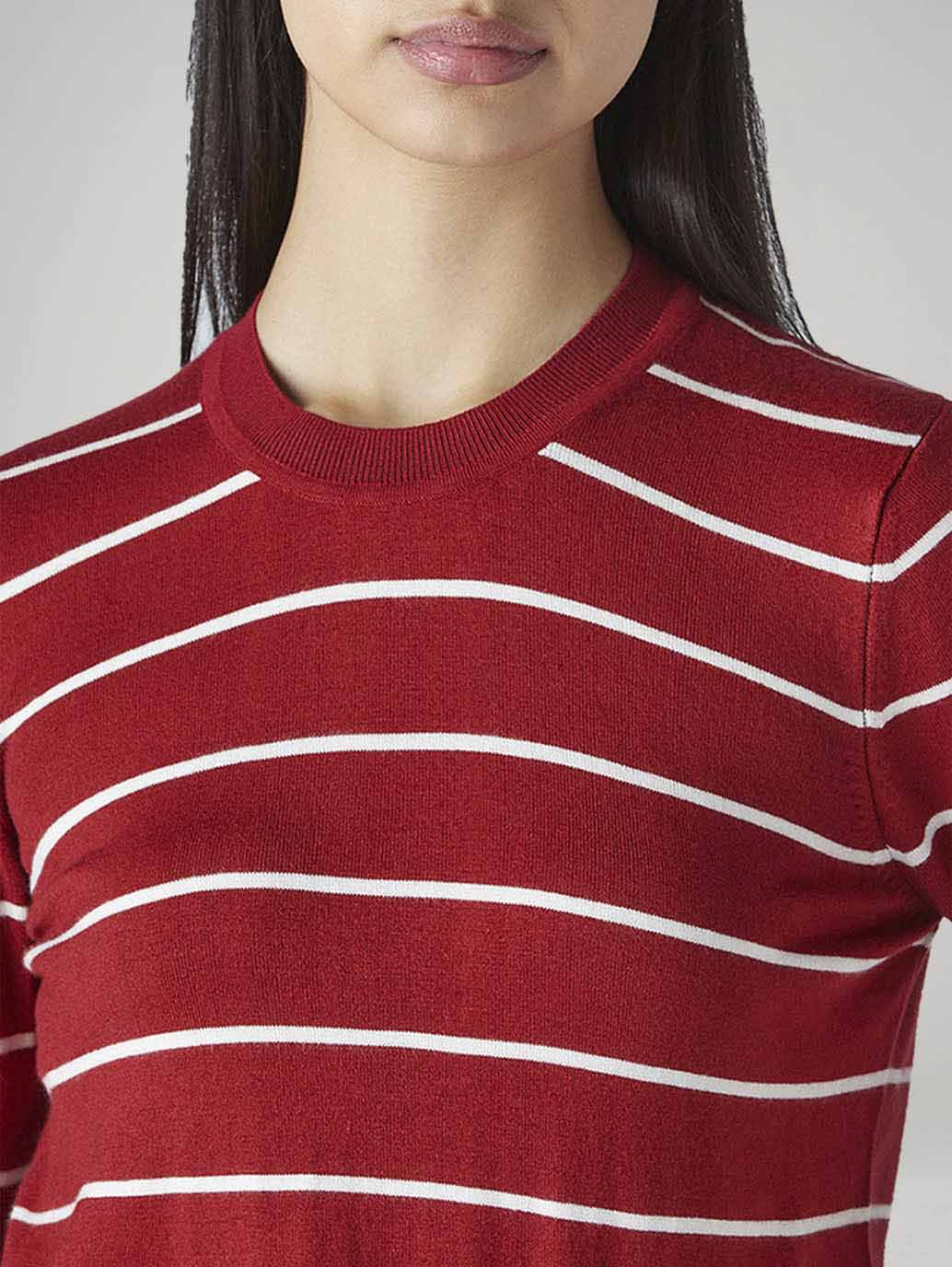 Women's Striped Regular Fit Top - Detail View