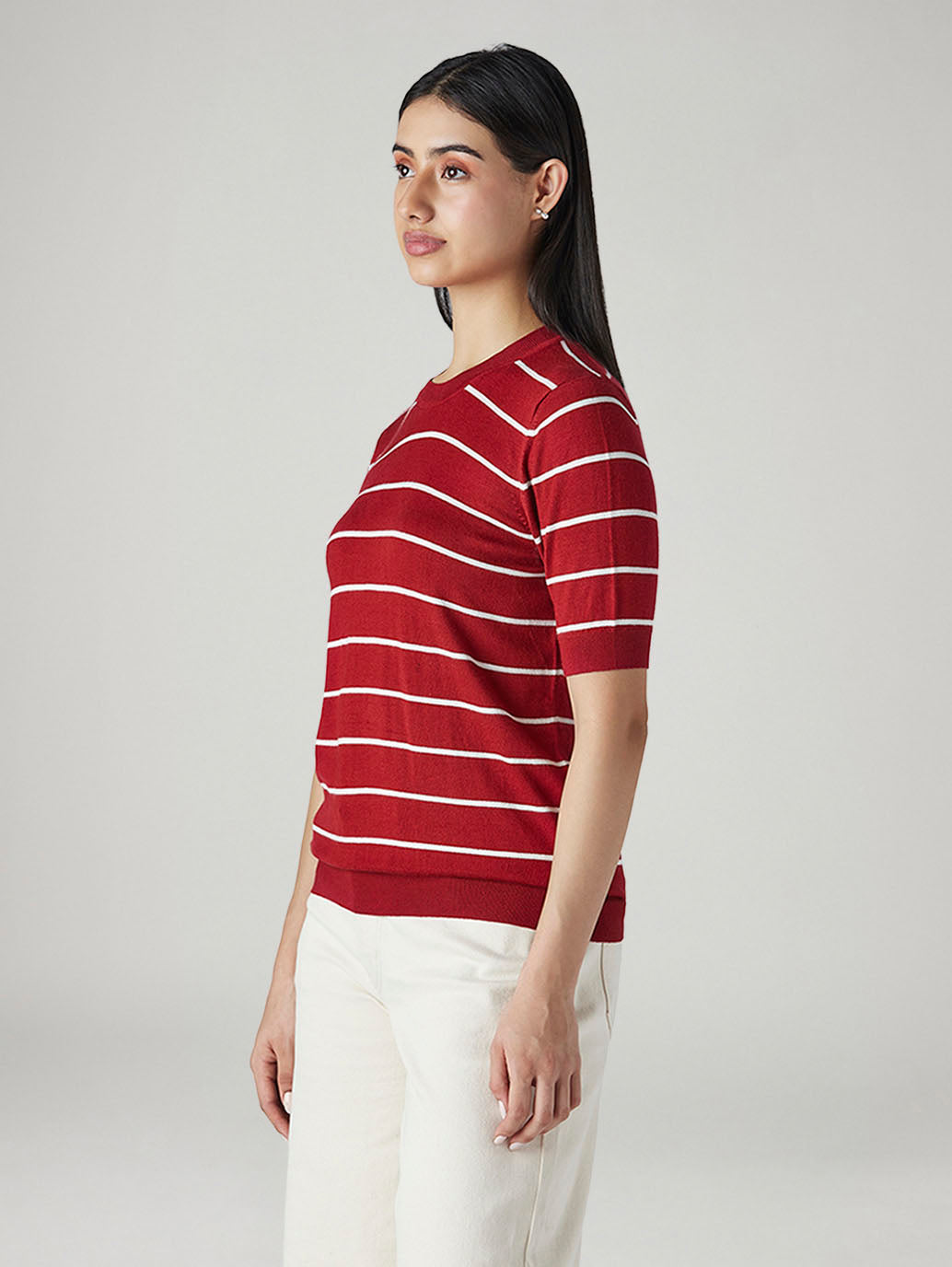 Women's Striped Regular Fit Top - Side View