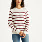 Women's Striped White Crew Neck Sweater - 6ac5c28a-8a9f-446d-8caf-14c1b4b9c61b View