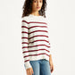 Women's Striped White Crew Neck Sweater - be0b2fe1-b416-431b-b535-04dc4a3ab96f View