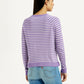Women's Striped Lavender Crew Neck T-shirt - Back View