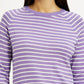 Women's Striped Lavender Crew Neck T-shirt - Detail View