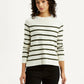 Women's Striped Off White Crew Neck T-shirt - Styleshot View