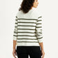 Women's Striped Off White Crew Neck T-shirt - Back View