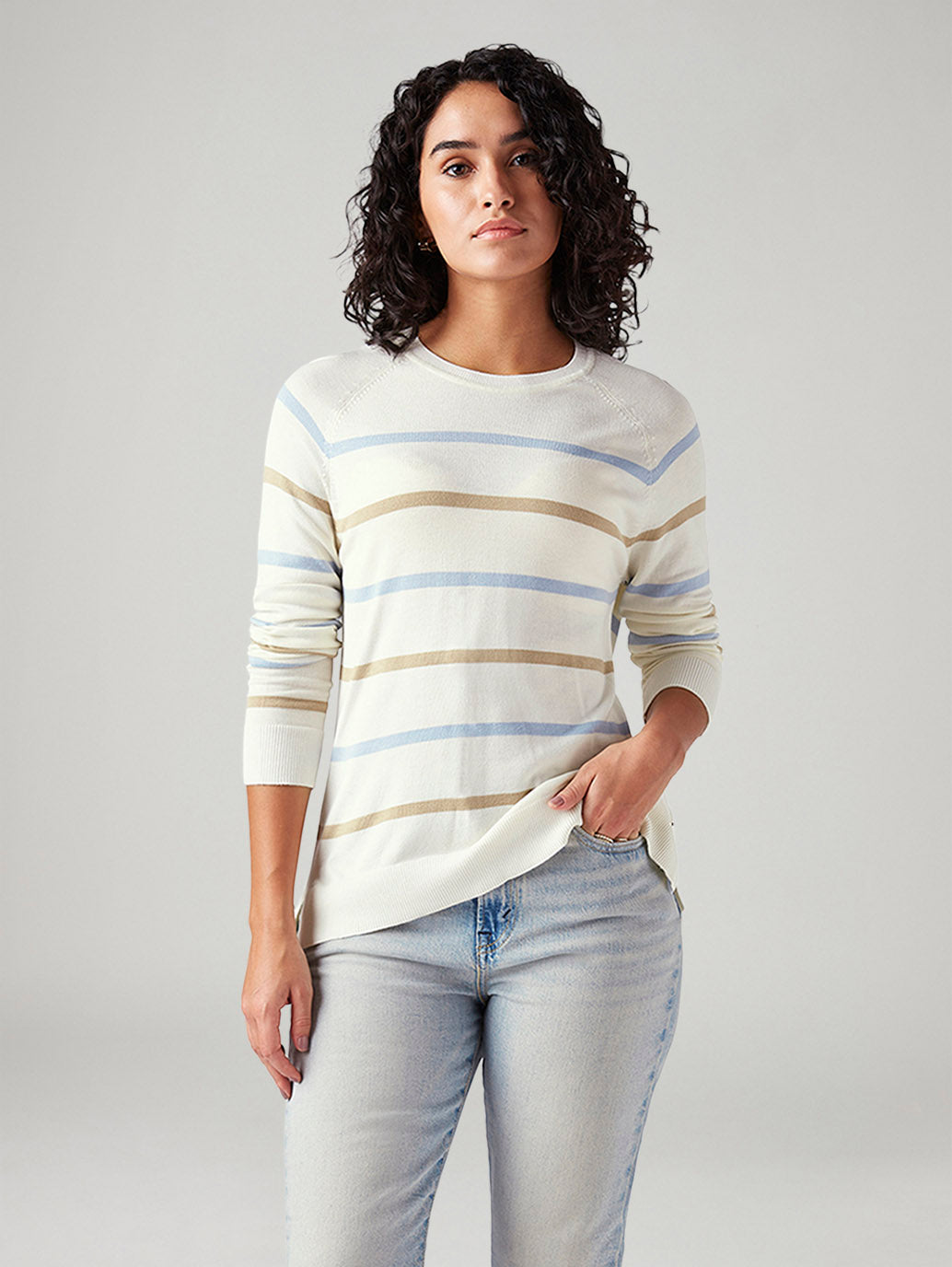 Women's Striped Regular Fit T-Shirt - Front View