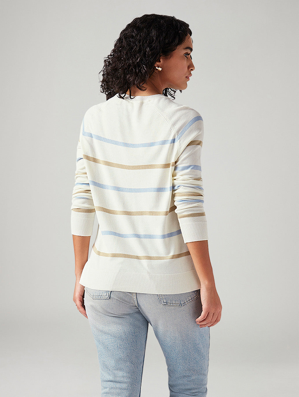 Women's Striped Regular Fit T-Shirt - Back View