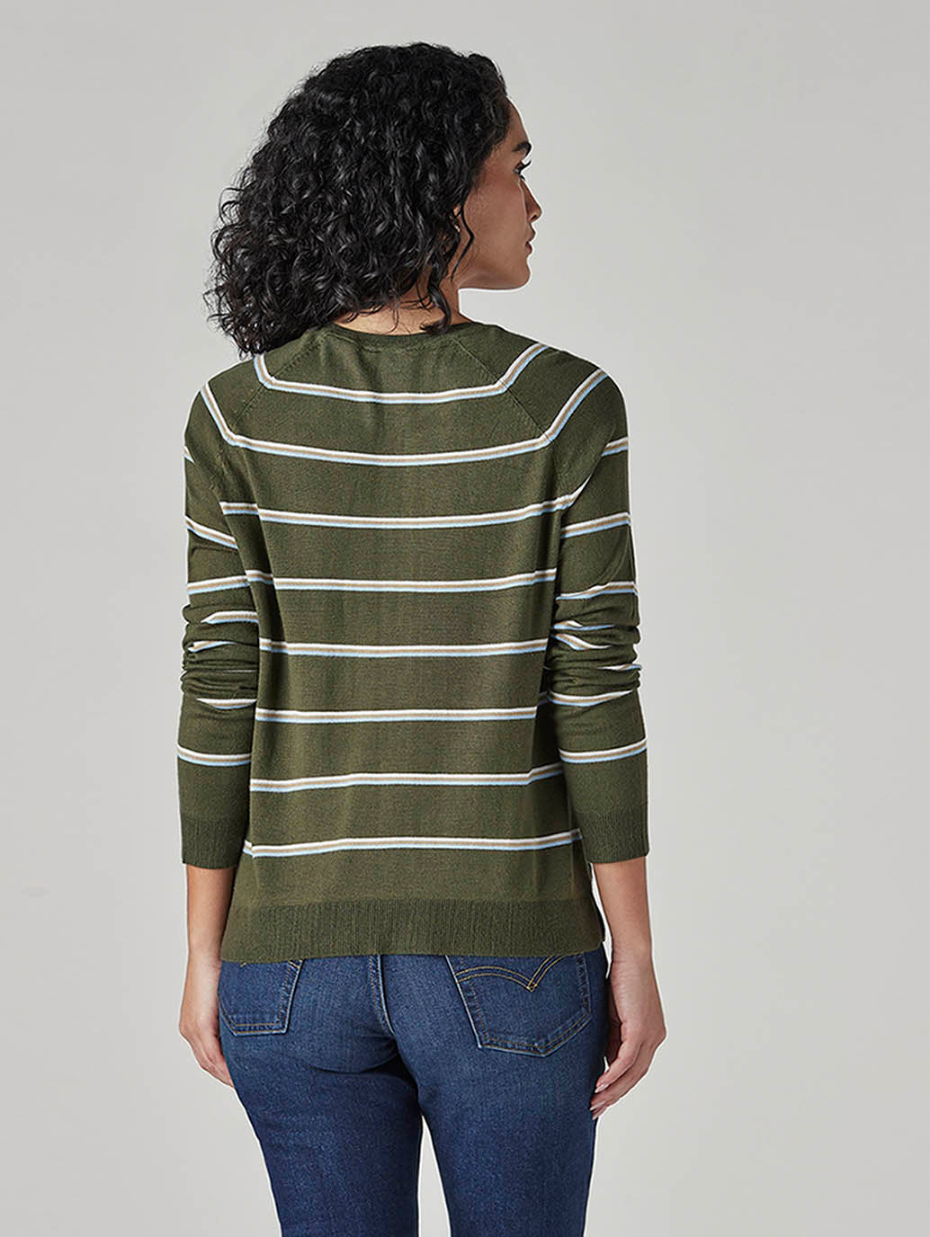 Women's Striped Regular Fit Top - Back View