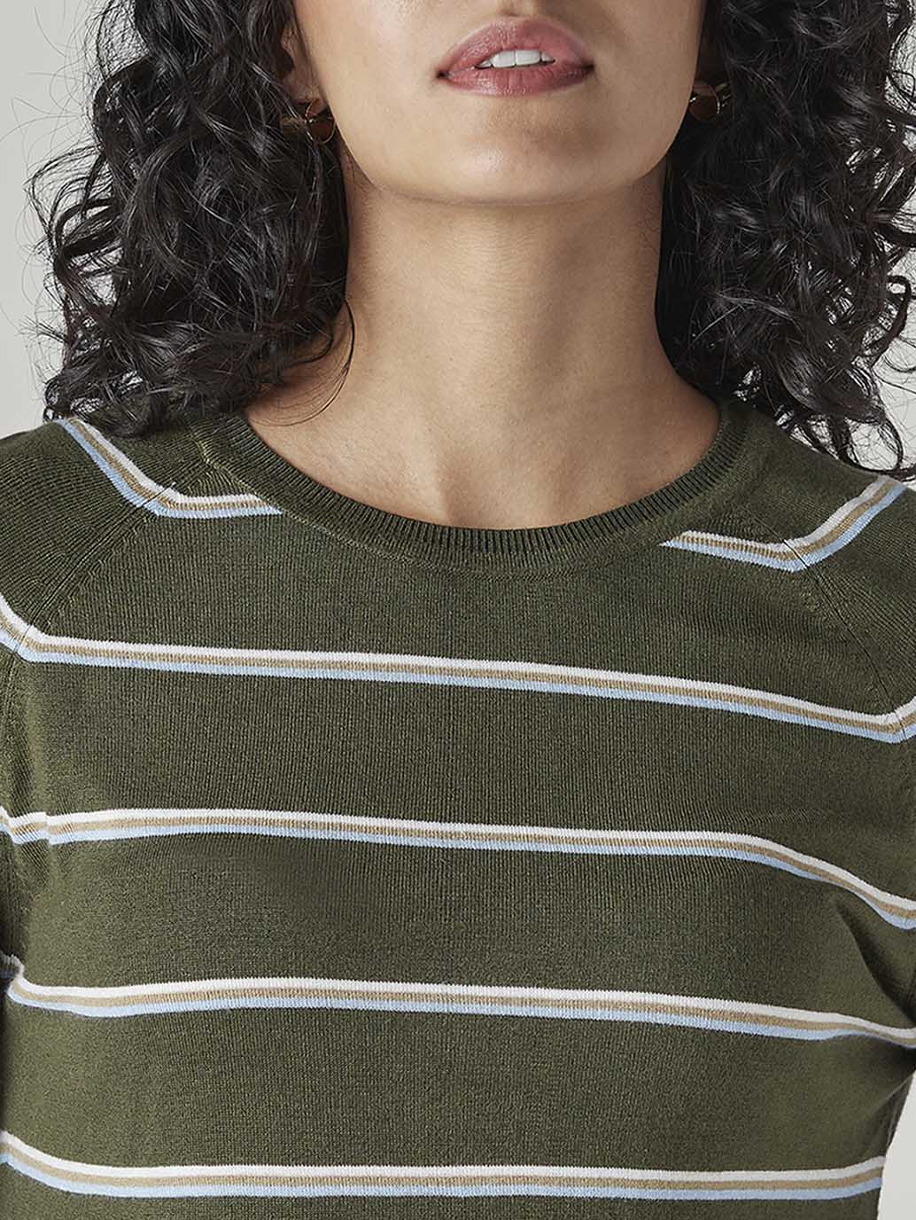 Women's Striped Regular Fit Top - Detail View