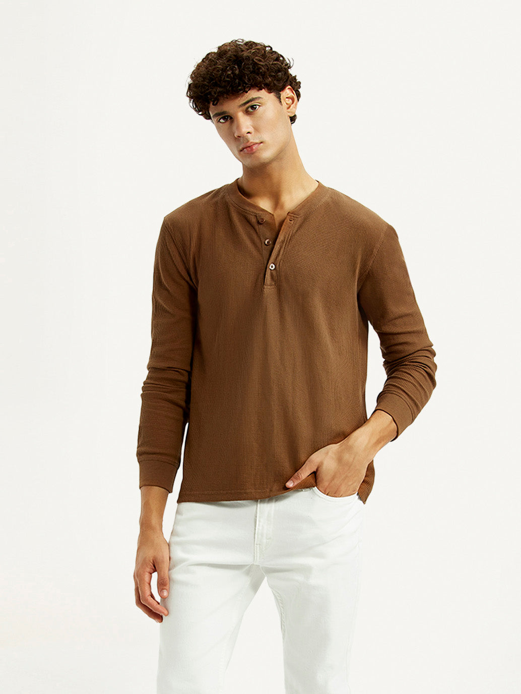 Men's Solid Henley Neck T-shirt - Styleshot View