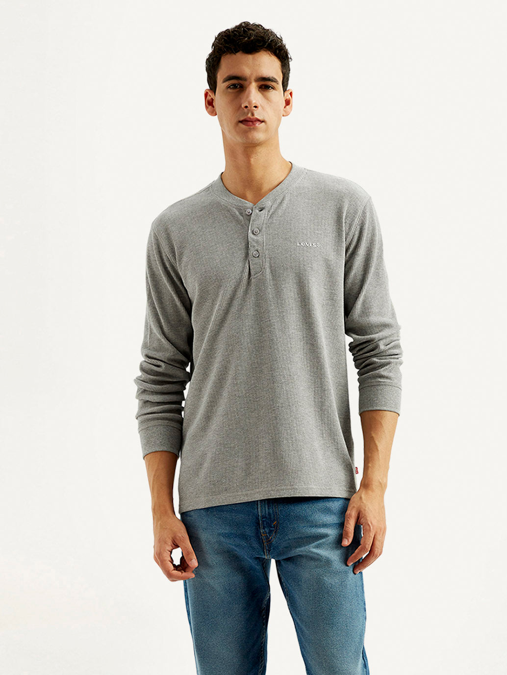 Men's Solid Henley Neck T-shirt - Front View