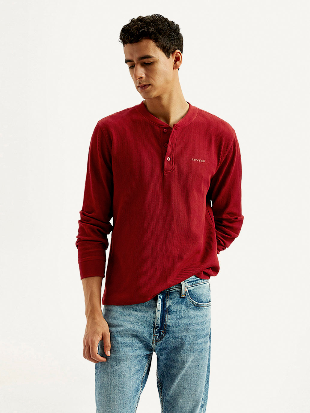 Men's Solid Henley Neck T-shirt - Styleshot View