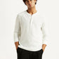 Men's Solid White Henley Neck T-shirt - Styleshot View
