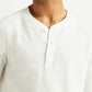 Men's Solid White Henley Neck T-shirt - Detail View