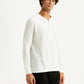 Men's Solid White Henley Neck T-shirt - Side View