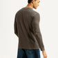 Men's Solid Brown Henley Neck T-shirt - Back View