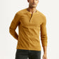 Men's Solid Mustard Henley Neck T-shirt - Styleshot View