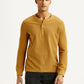 Men's Solid Mustard Henley Neck T-shirt - Front View