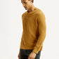 Men's Solid Mustard Henley Neck T-shirt - Side View